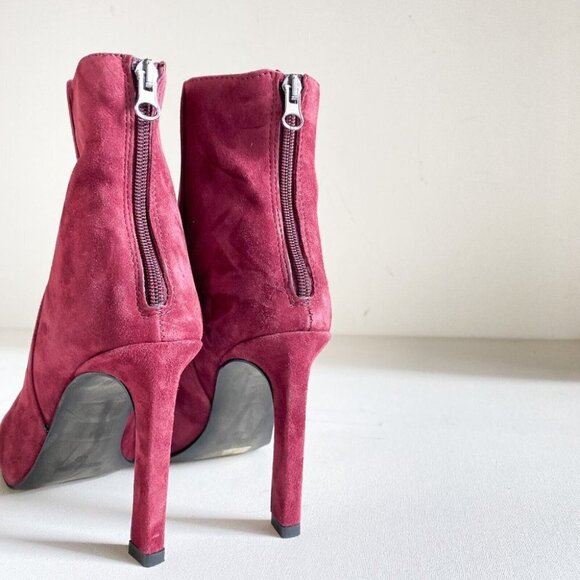 L'Intervalle Burgundy  Suede Leather Back Zip Booties 40 - Picture 5 of 8